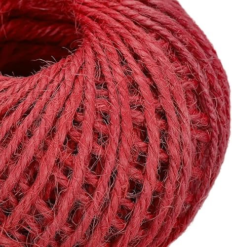 Miniatura 3 de MECCANIXITY Cuerda de yute de 164 pies de 0.079 in, cuerda de yute, cuerda de yute natural, color rojo, para manualidades, jardinería, agrupación,