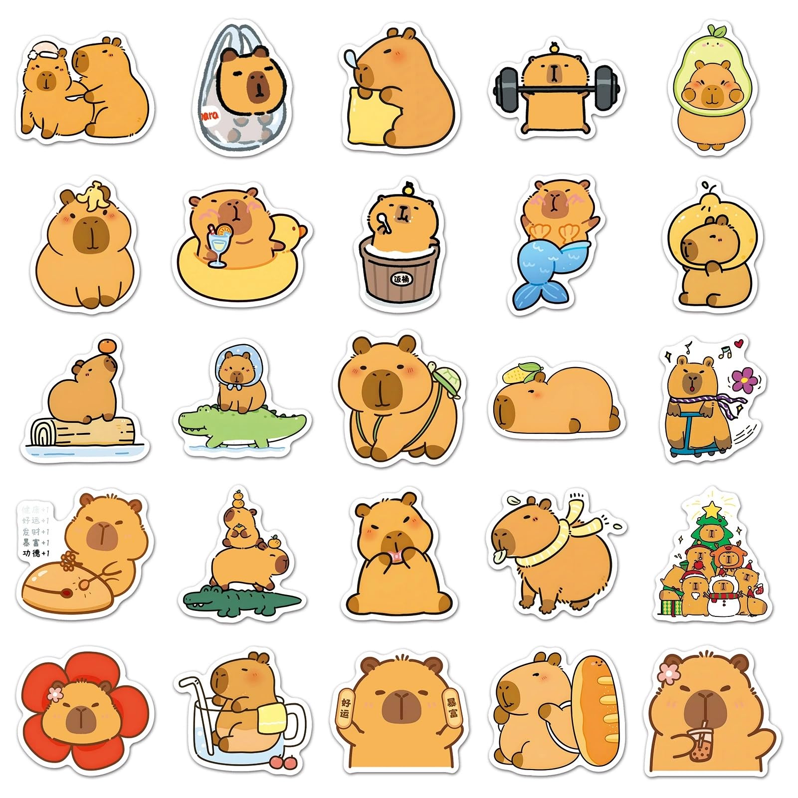 100 Pcs Capybara Vinyl Stickers,Capybara Graffiti Stickers,Vinyl Waterproof Decals for Kids Teens Girls,Phone Laptop Bottles Skateboard Computer Phone Luggage Guitar Gifts - Image 3