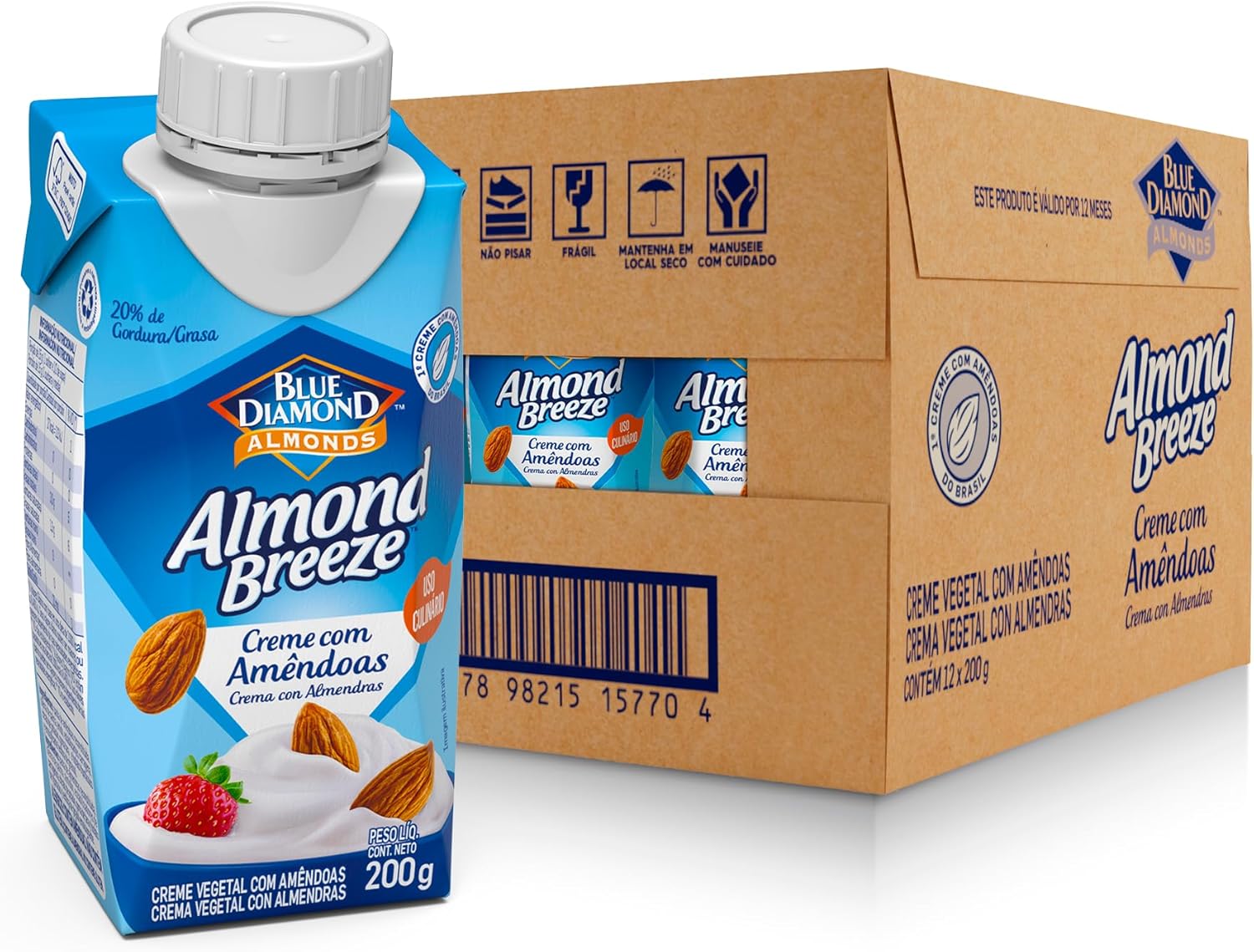 Pack de Creme com Amêndoa Almond Breeze 200g – 12 Unidades