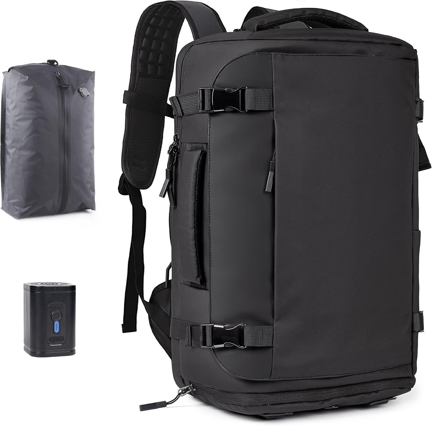 Vacuum Seal Backpack for Travel with Pump, 55L Large Backpack with Detachable Vacuum Compression Bag Waterproof Carry On Large Travel Bag for Airline Laptop Backpack with Shoe Compartment