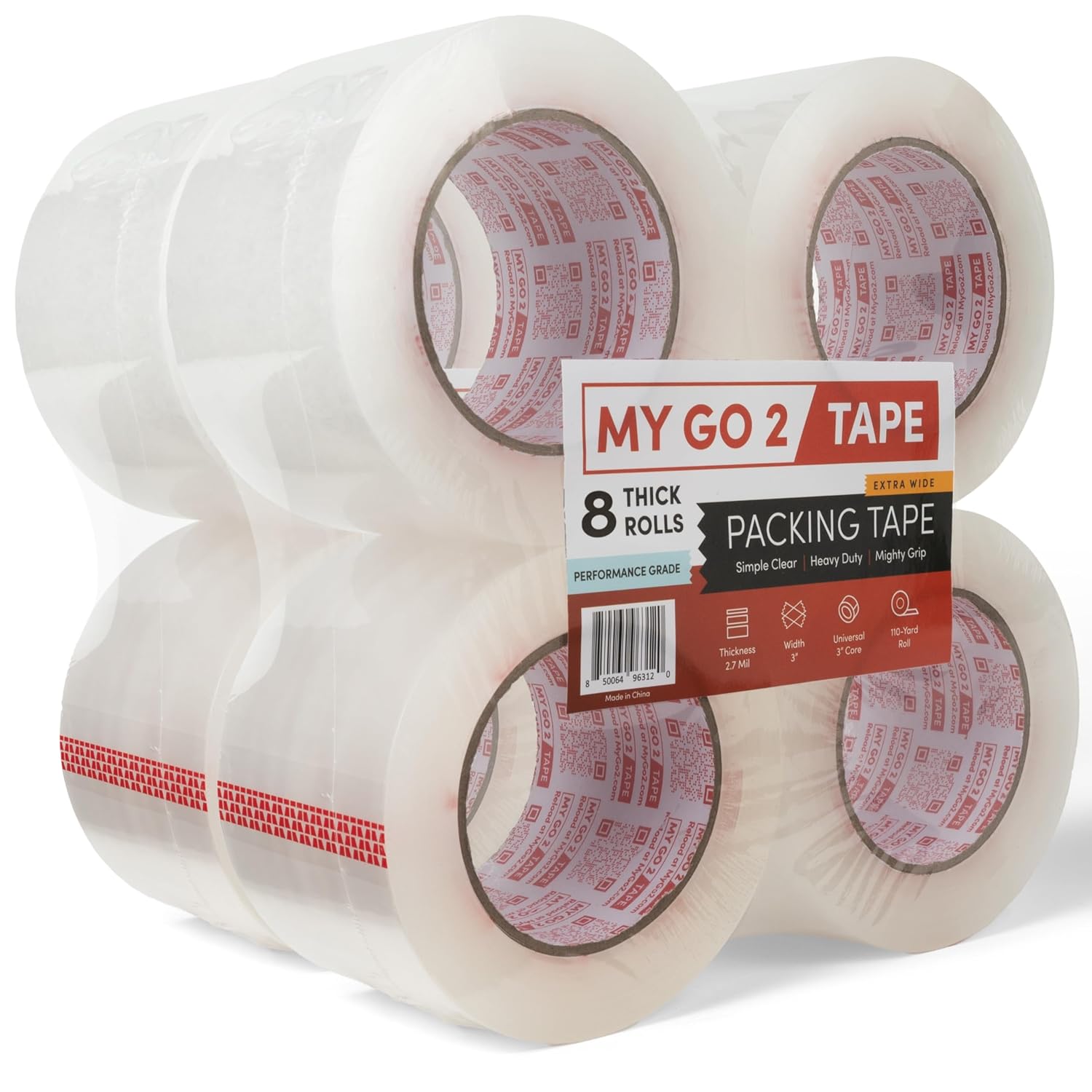 3" Extra-Wide Clear Packing Tape, 8 Pack, 110 Yard Rolls, Performance Grade True 2.70 MIL, 3 Inch Extra Wide, Strong Adhesion for Shipping, Mailing, Sealing, Moving and Storage of Heavy Duty Items