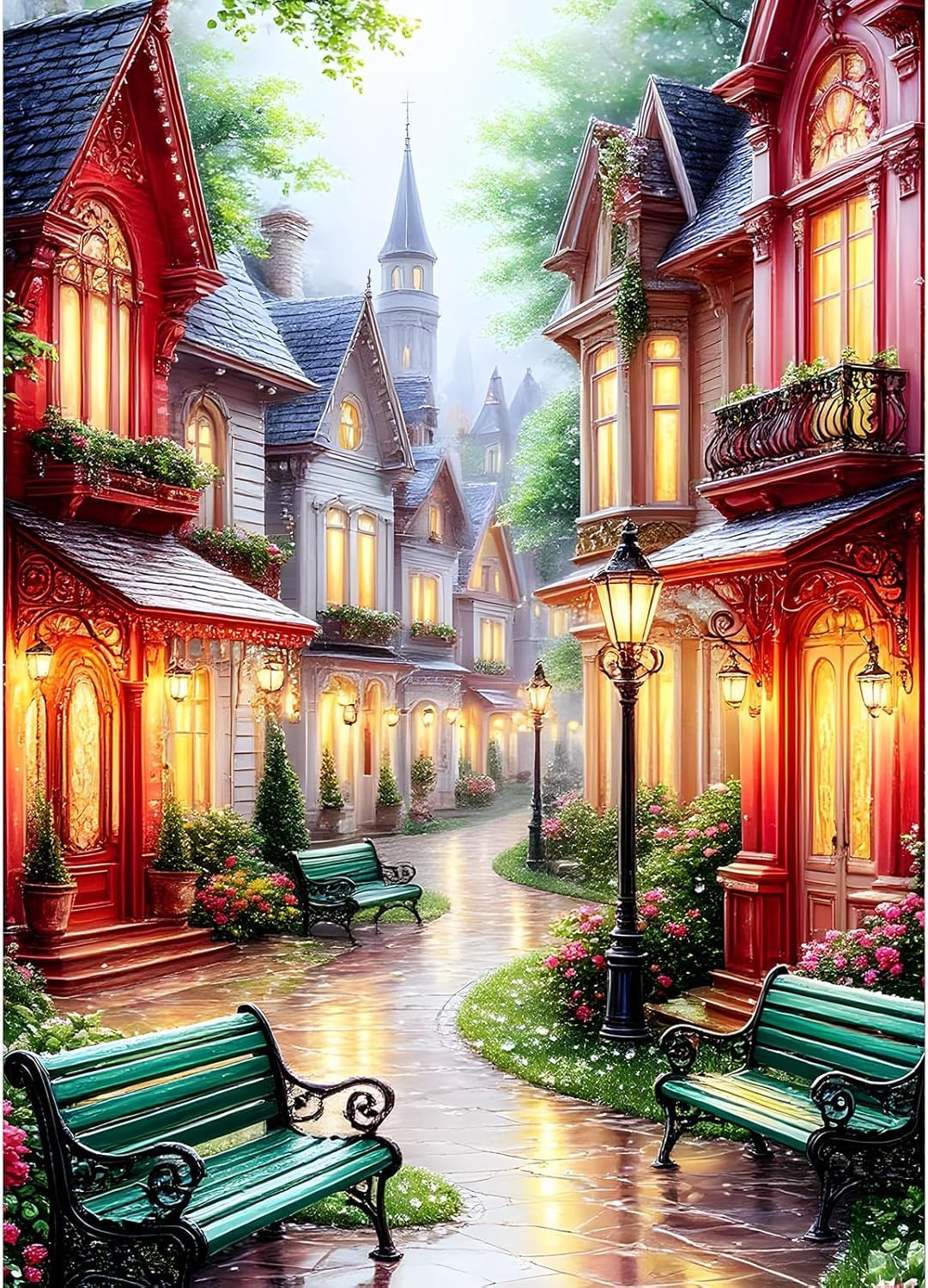 NAHUIGOOD Cross Stitch Kit，– 11Ct Stamped Embroidery Set for Adults & Beginners, Needlepoint Pattern, DIY Art for Home Decor & Gifts European Alleyways11Ct40X50Cm