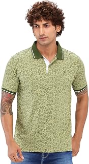 Raymond Men's Modern Fit Print Pattern Pure Cotton Half Sleeve Polo Casual T-Shirt Price In India