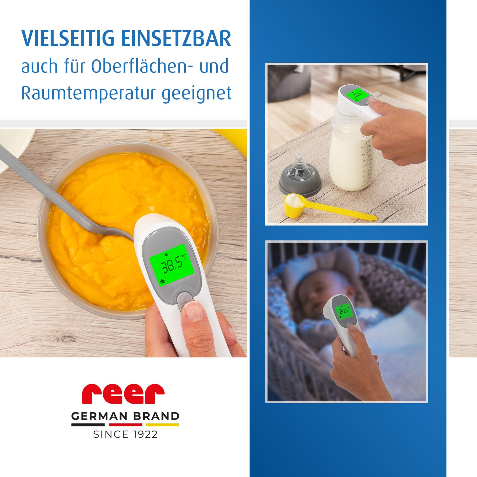 reer Colour SkinTemp 3in1 | kontaktloses Infrarot-Fieberthermometer | für eine genaue Messung an der Stirn | ideal für Babys und Kinder