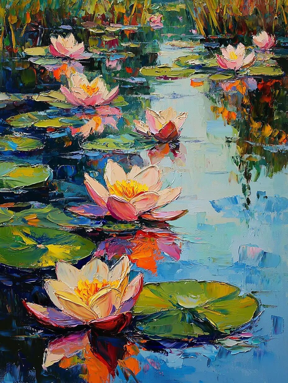 WEISHIWE Nénuphar Peinture Numero Adulte Kits, 80x100cm m-920