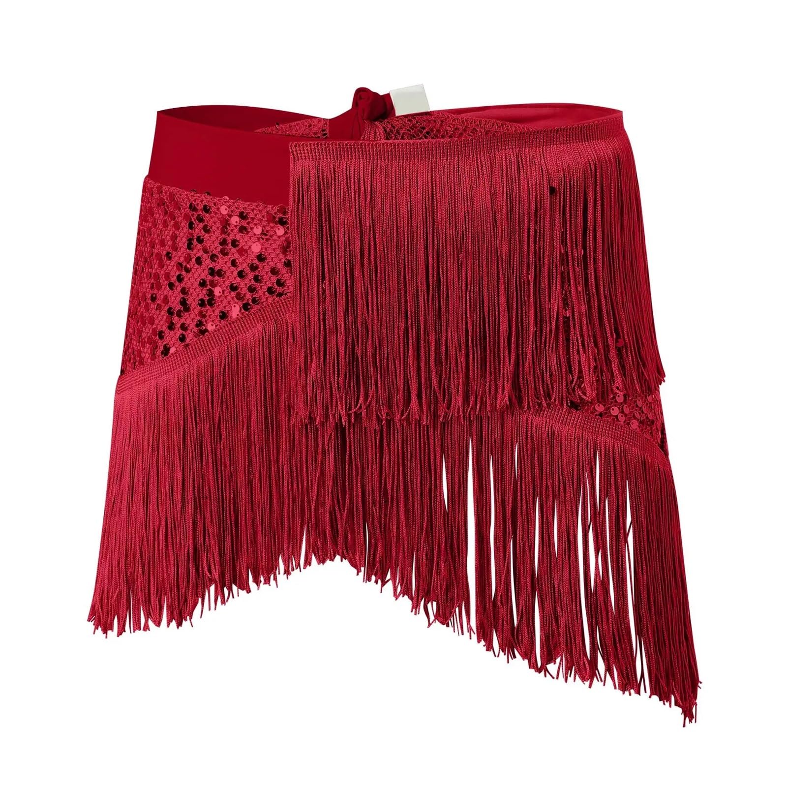 Falda de Lentejuelas for Mujer para Fiestas Y Banquetes | Bufanda de cadera con borlas, faldas brillantes, faja en la cintura con flecos, disfraz de rendimiento