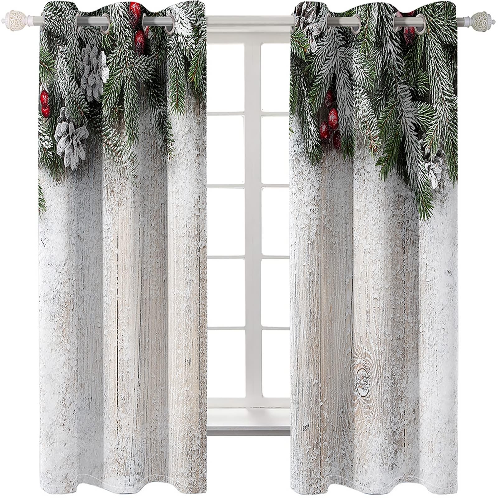 Vorhänge Blickdicht mit Ösen, Thermogardinen Weihnachts Dekorationen H 274 x B 214 cm Wohnzimmer Gardinen, 2er Set