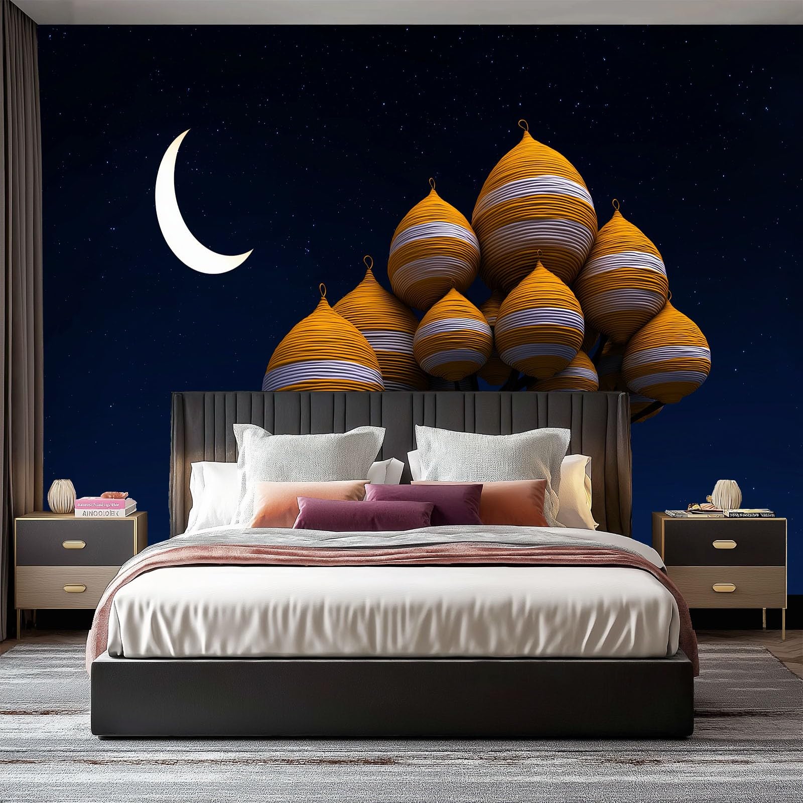 Tapeta zdjęcie fantasy kreskówka 3D paski plaster miodu 250 x 175 cm murale duże tło telewizora sztuka ścienna - ciemnoniebieski mural dekoracja do salonu sypialni luksusowy plakat artystyczny