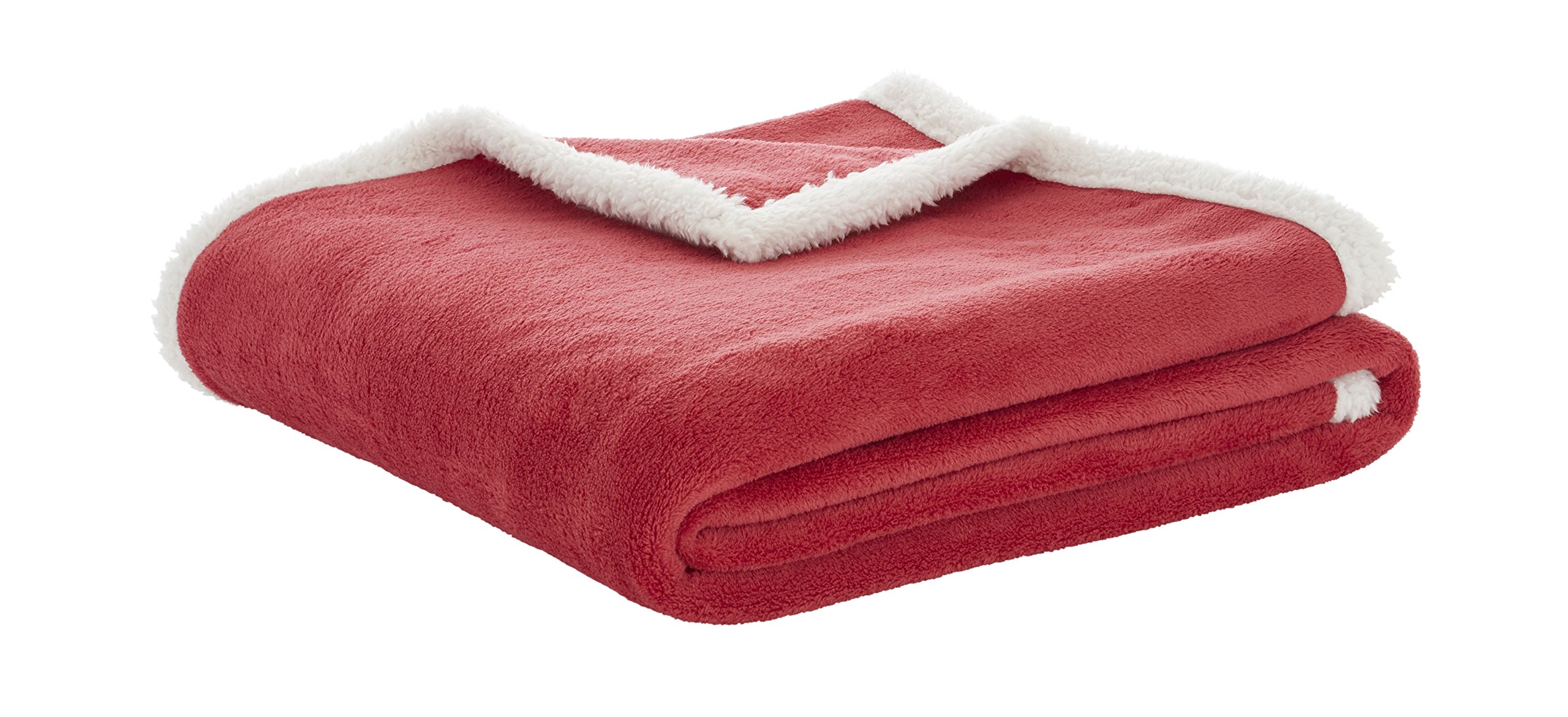 Catherine Lansfield Plain Dye Sherpa Throw, Red