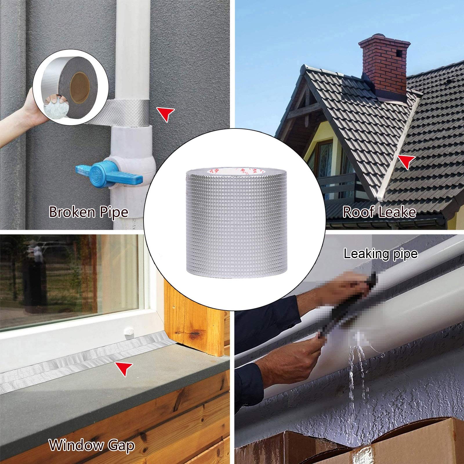 Cinta impermeable de butilo, para cinta de reparación de tuberías con fugas, cinta de reparación súper impermeable, para sellado de ventanas y tuberías, toldo, cinta de sellado de fugas en el techo,