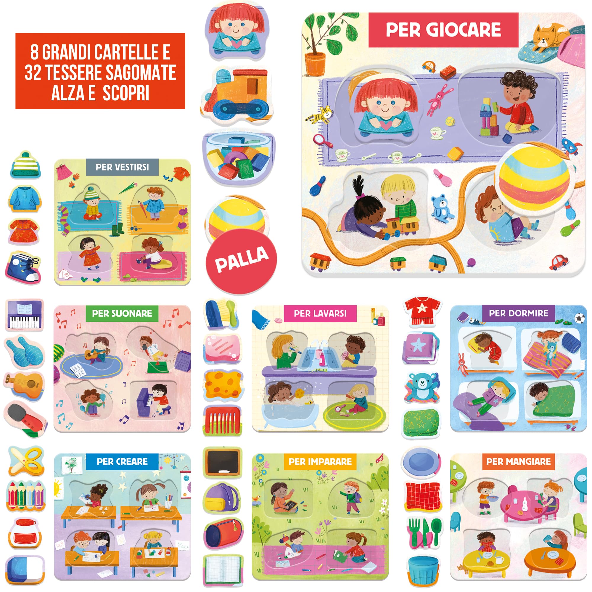 Headu - A Cosa Serve - Alla Scoperta degli Oggetti, Gioco Educativo Bambini 2-5 anni, Made in Italy