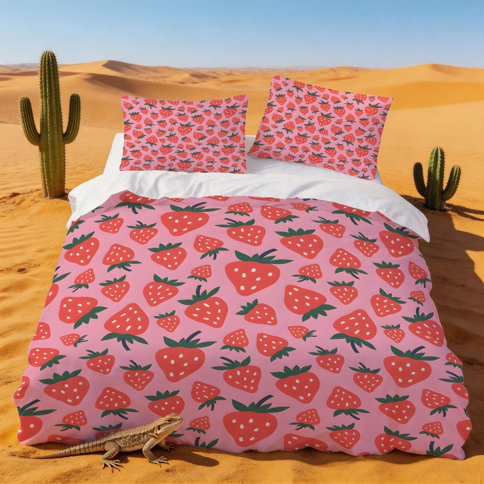Housse de couette 140x200 motif fraise mignon pour une chambre d'enfant joyeuse