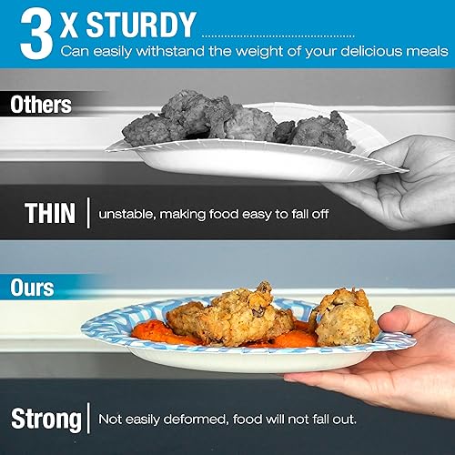 Miniatura 3 de Ginkgo 100 platos de papel de 10 pulgadas a granel gruesos y resistentes platos desechables para fiestas, bodas, cenas, cocina, picnic y uso diario