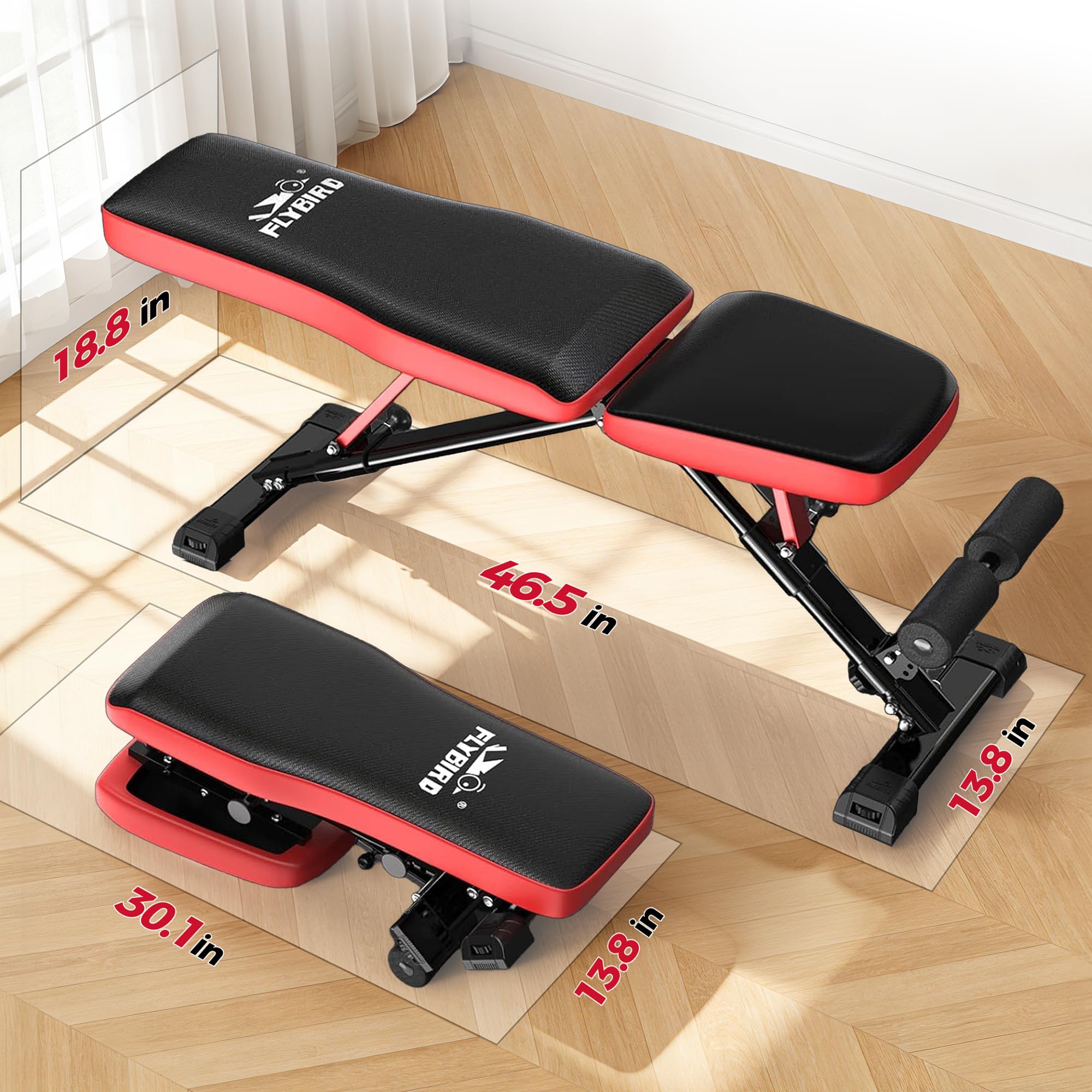 Adjustable Weight Bench, Full Body Workout Bench for Home Garage Gym Strength Training, Incline Flat Decline for Sit Up Bench Press