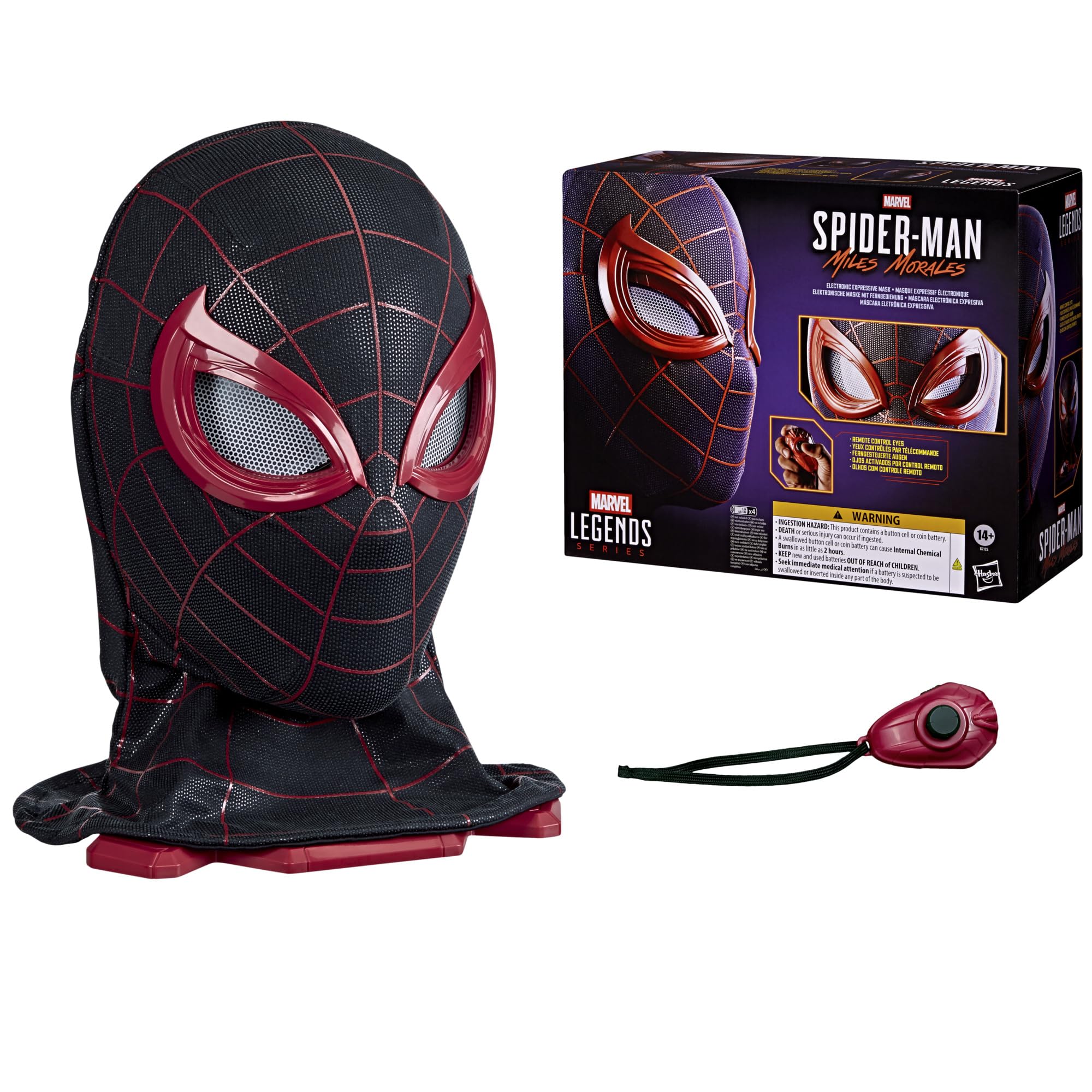 Hasbro Marvel Legends Series, Spider-Man: Miles Morales, maschera espressiva elettronica, articolo premium interattivo per roleplay per adulti