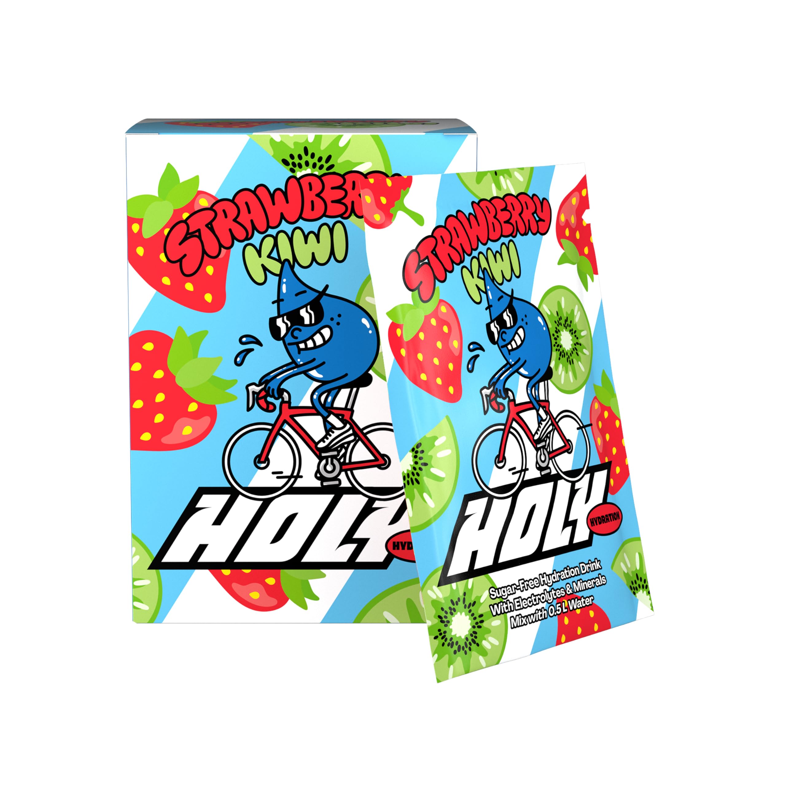 HOLY Hydration 10er Probier-Box 'Strawberry Kiwi' – Elektrolyte Pulver Vegan mit 100% natürlichen Fruchtaromen – 10 Portionen Hydration Drink mit wertvollen Elektrolyten & Mineralstoffen