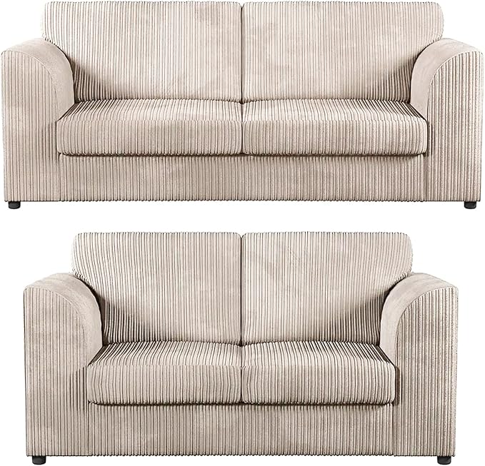 New Luxor Fullback Cream 3 + 2 Seater Sofa Suite Soft Jumbo Cord