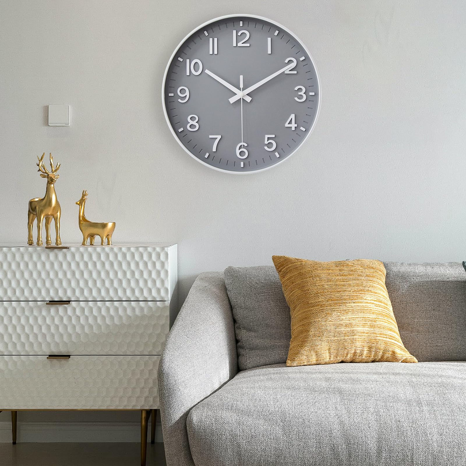 HZDHCLH Wall Clock 8 Inch Silent Non Ticking Quartz Modern Decorative Clock for Office Classroom Home Living Room Bedroom(gray) - Image 4