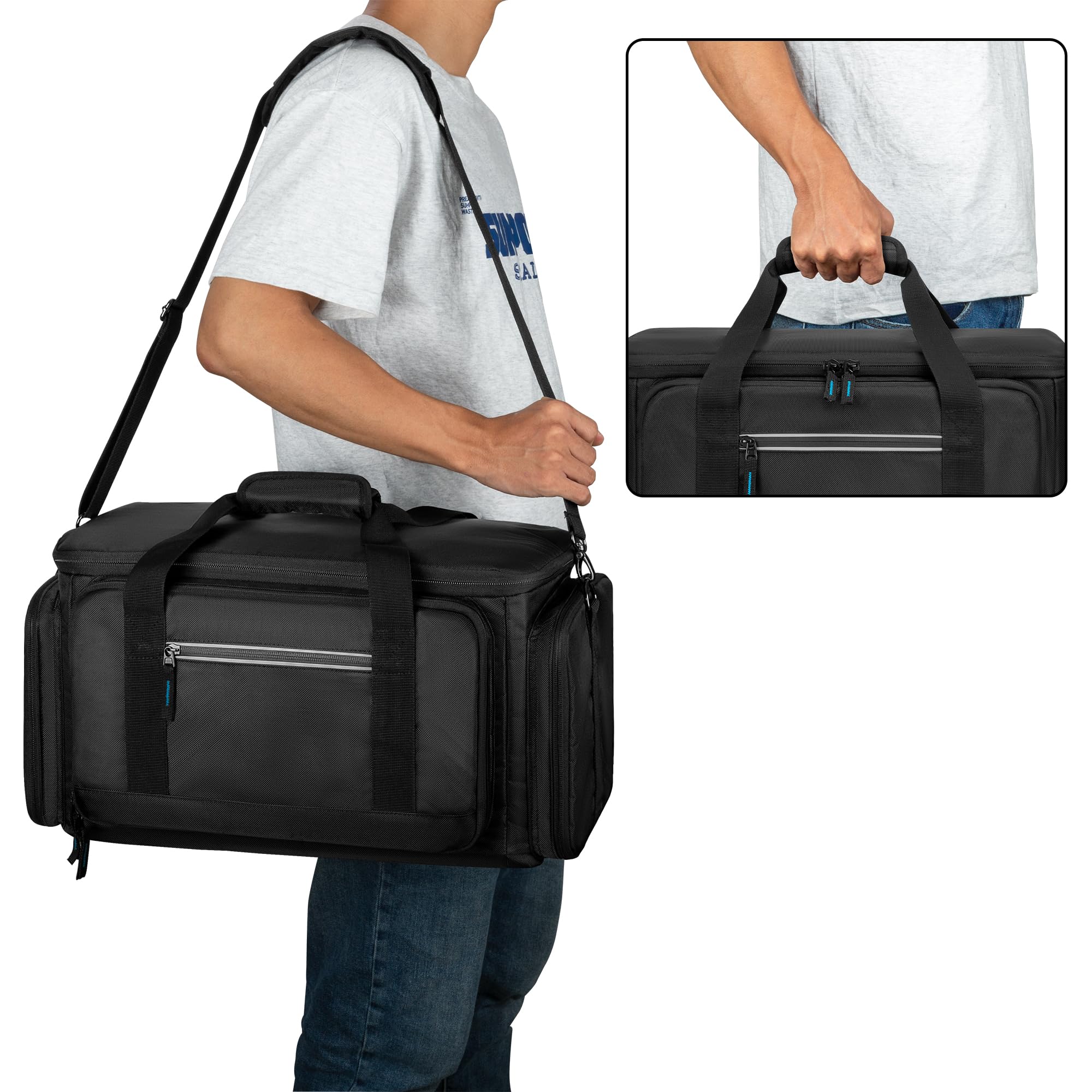 Trunab Estuche de Estación de Energía Portátil Compatible con DJI 1000. Bolsa de Hombro Protectora con Panel frontal Transparente y Cremalleras Laterales que Disipan el Calor, Negro | Bolsa de almacenamiento de viaje con correa para el hombro y panel fron