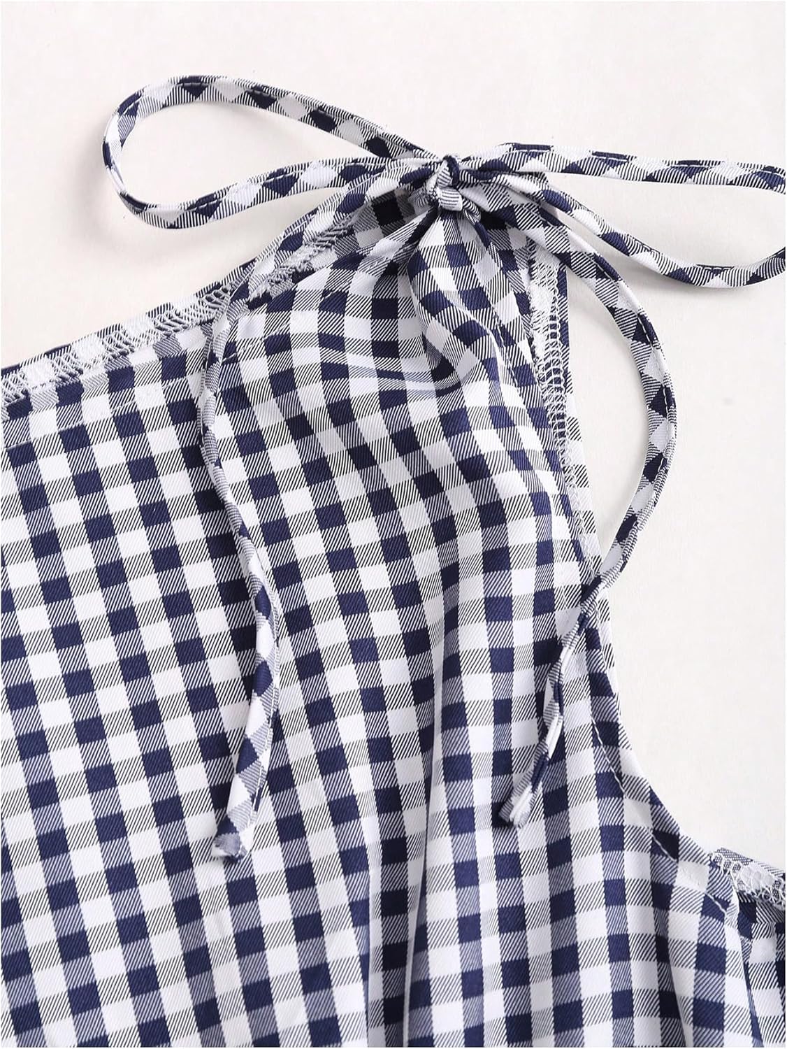 SOLY HUX Women's Plaid Print Tie Shoulder Ruffle Tank Shirts Shirred Vintage Babydoll Tops - Image 3