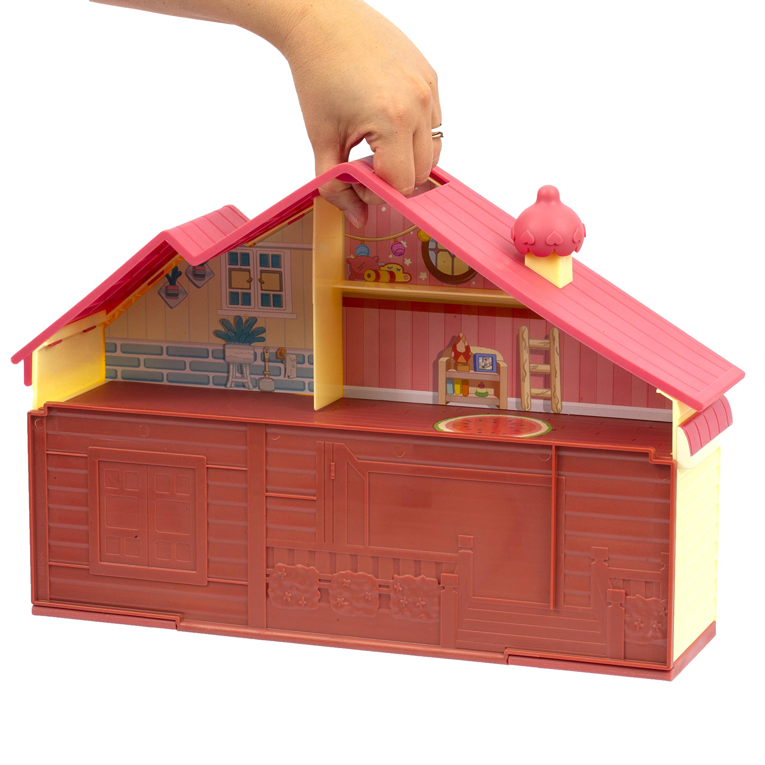 Bluey – Family House Playset, Casita de Juguete del Perrito, Cierra para Guardar Todo y asa para Jugar y Llevarla Todos Lados, Muebles y Accesorios y Una Figura articulada, Famosa (Bly04000)