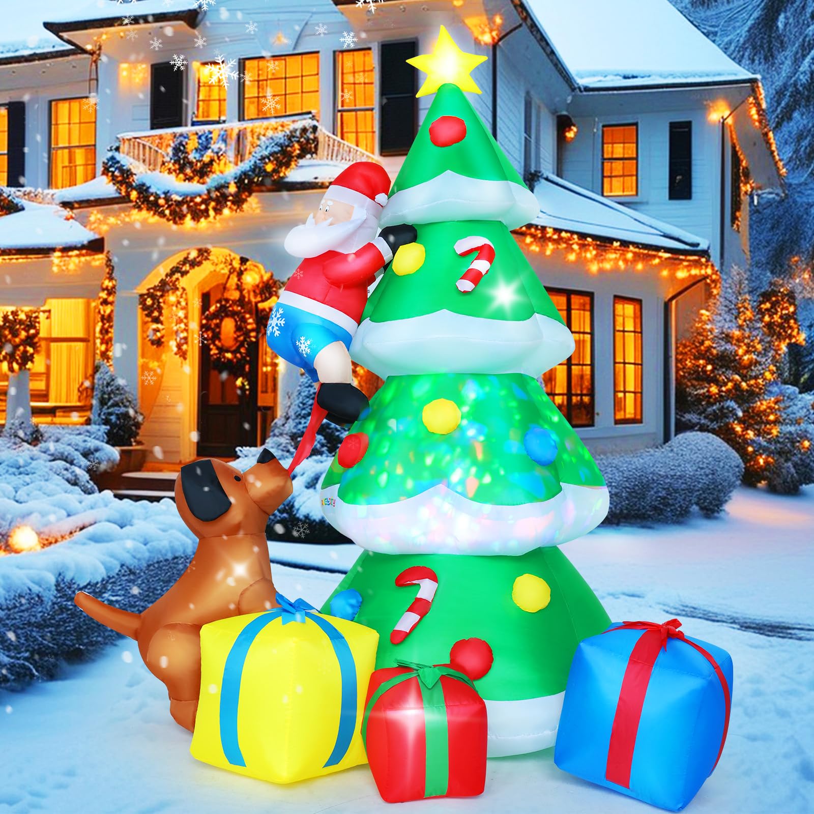 Arbre gonflable géant 2,1 m : illuminez votre jardin sans installation complexe