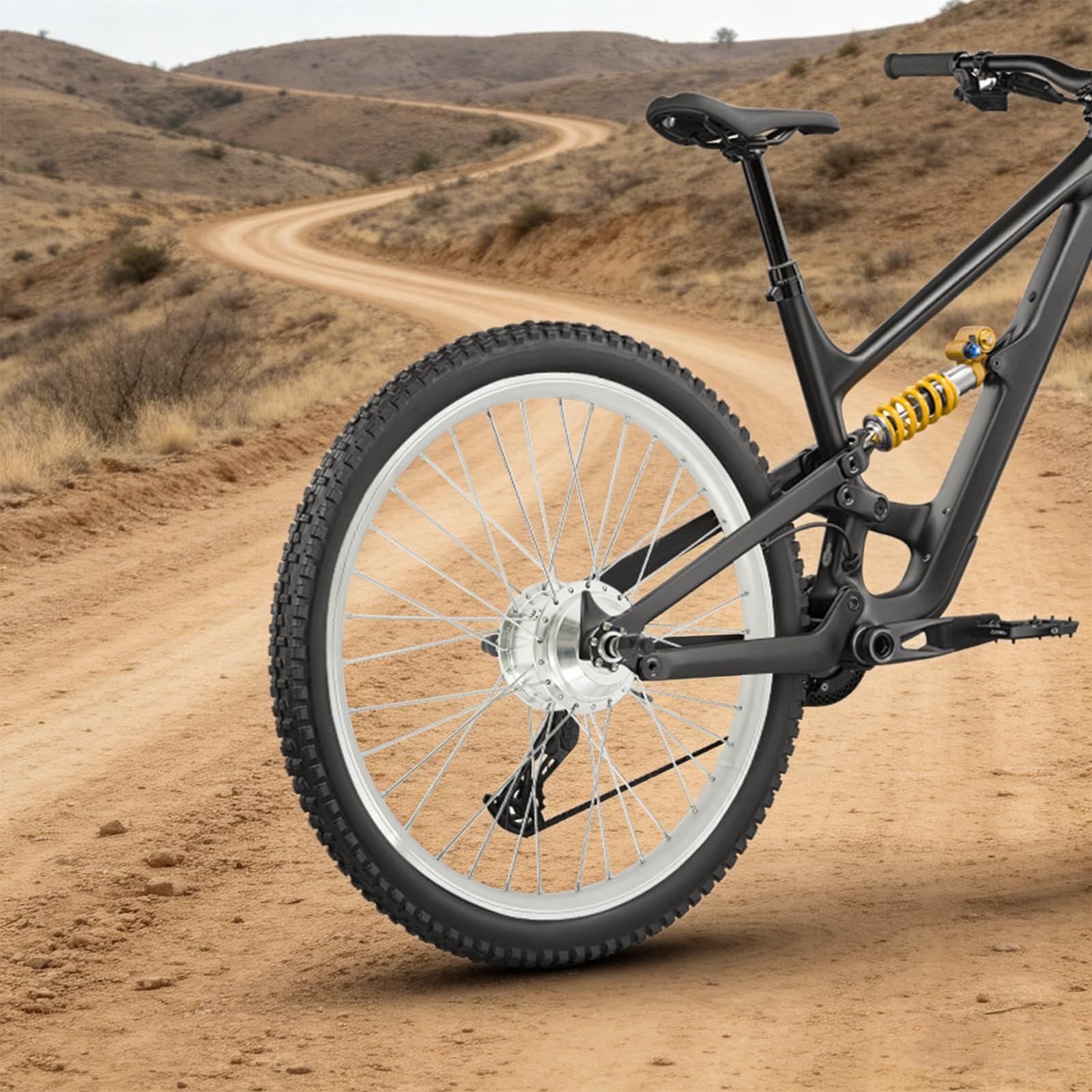 Kit Conversion Vélo Électrique 26 Pouces 36V 250W, Moteur Roue Arrière Brushless avec Écran LCD, Capteur Pas, Accélérateur Pouce, Frein Coupure, Roue Libre 7 Vitesses, V-Brake/Frein Disque