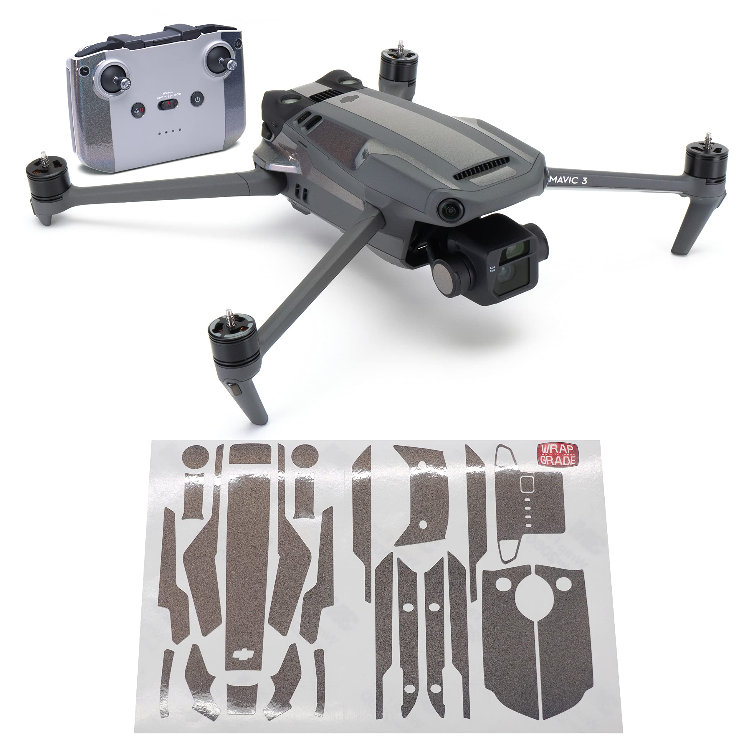 WRAPGRADE Partial Skin Stickers for DJI Mavic 3 / Mavic 3 Classic Accent Color (Coloration-X)