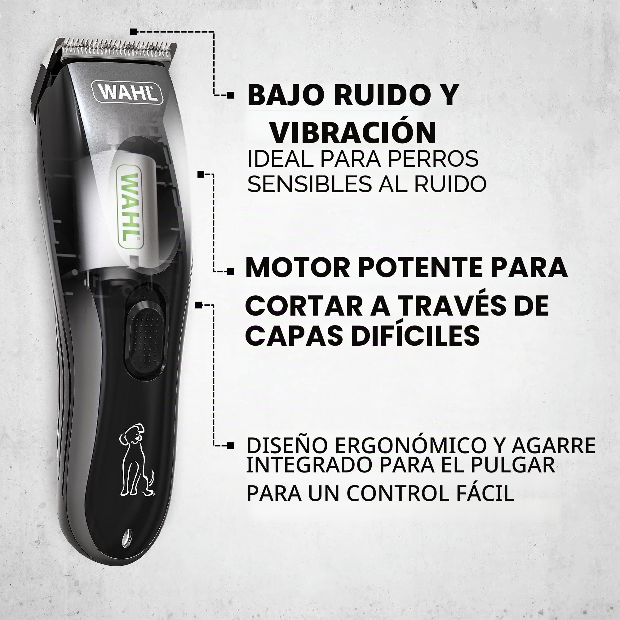 Wahl Kit de cortapelos recargable para mascotas, cortaúñas para perros, kit de aseo inalámbrico para perros, juego de recortadora de pelo de mascotas, bajo ruido y vibración, aseo de mascotas en casa,