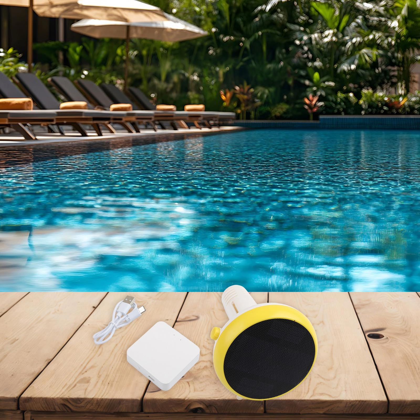 Probadores solares Inteligentes de Calidad del Agua para Piscina, Monitor de Temperatura de salinidad de pH ORP 7 en 1 con Puerta de Enlace inalámbrica, alertas de aplicación de Datos en