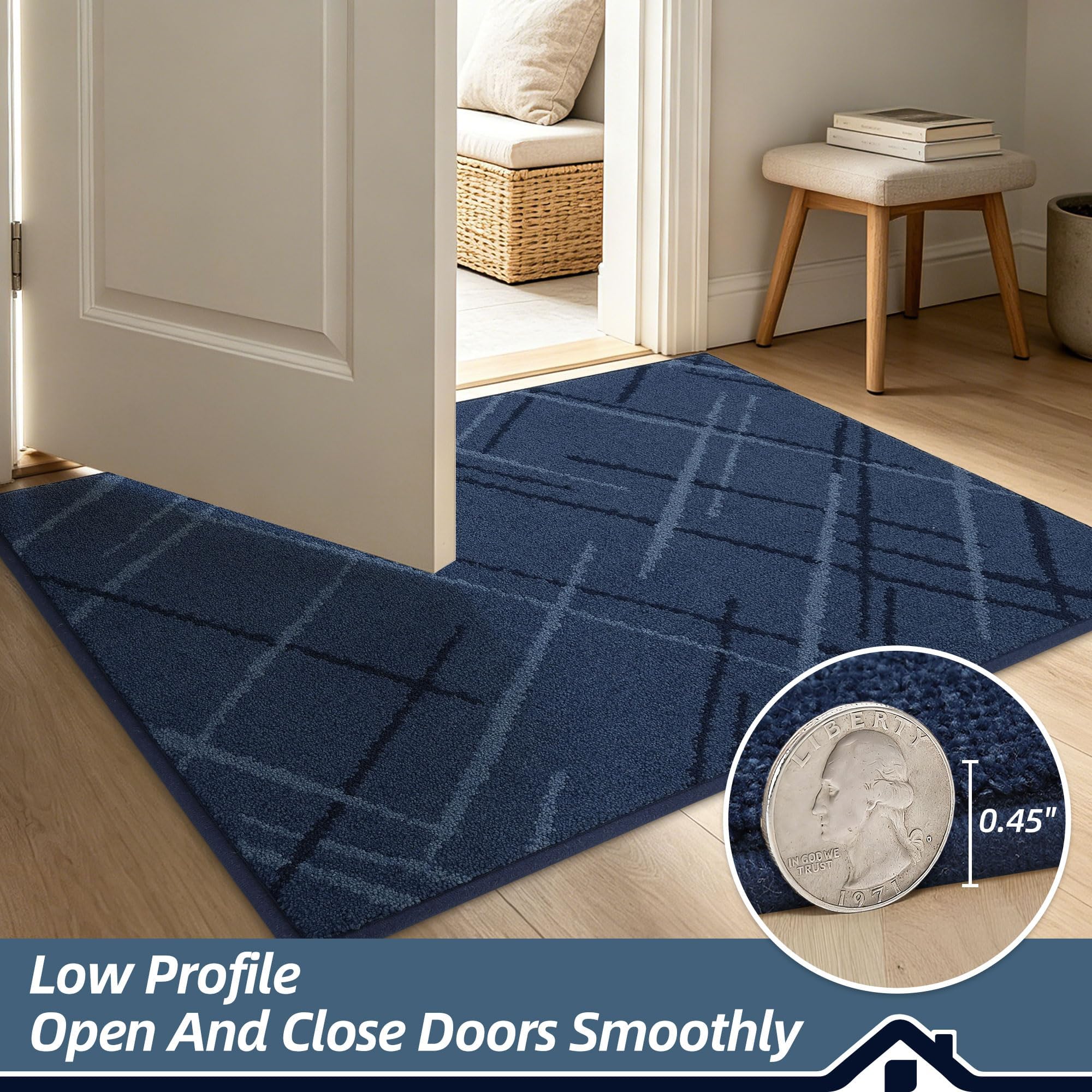 BEQHAUSE Blue Door Mat - Non-Slip Entryway Rug -6