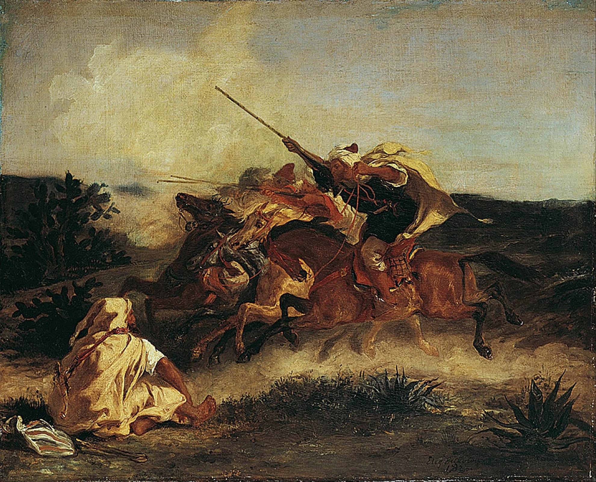 ARTXLXXBN Famous Prints Artwork Pictures Poster Painting Art Fantasia Arabe by Ferdinandeugene Delacroix Artwork Landscape Pictures for Home Decor 60x90cm