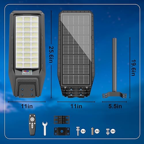 Miniatura 8 de Farolas solares para exteriores, del atardecer al amanecer, 9800 W, luz de calle con energía solar, impermeable, con control remoto, sensor