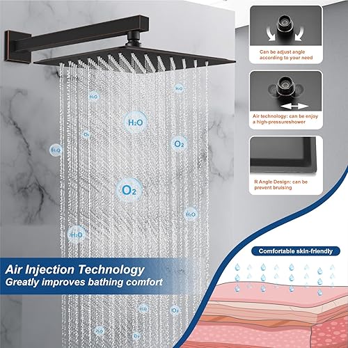 Miniatura 5 de Midanya Sistema de ducha de lluvia, cabezal de ducha cuadrado de lluvia, juego de grifo de ducha con rociador de mano, kit de moldura de válvula