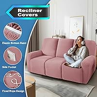 Vista 3 de JIVINER 5 Piezas Fundas Elásticas para Sofá Reclinable Funda para Sofá Reclinable con Parte Inferior Elástica Jacquard Ajustada Reclinable Funda