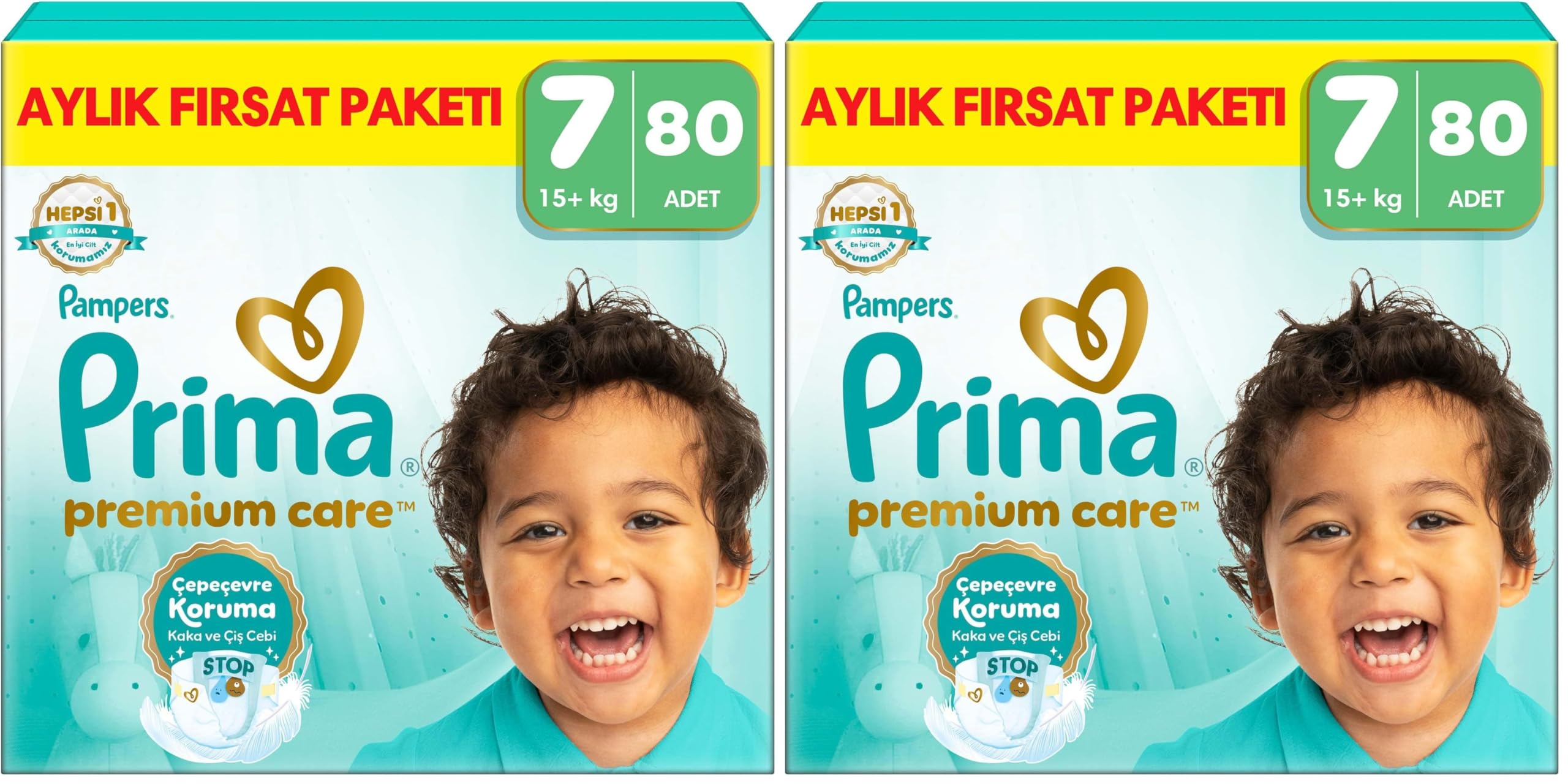 Prima Bebek Bezi Premium Care 7 Numara 80 Adet Aylık Fırsat Paketi (2 paketi)