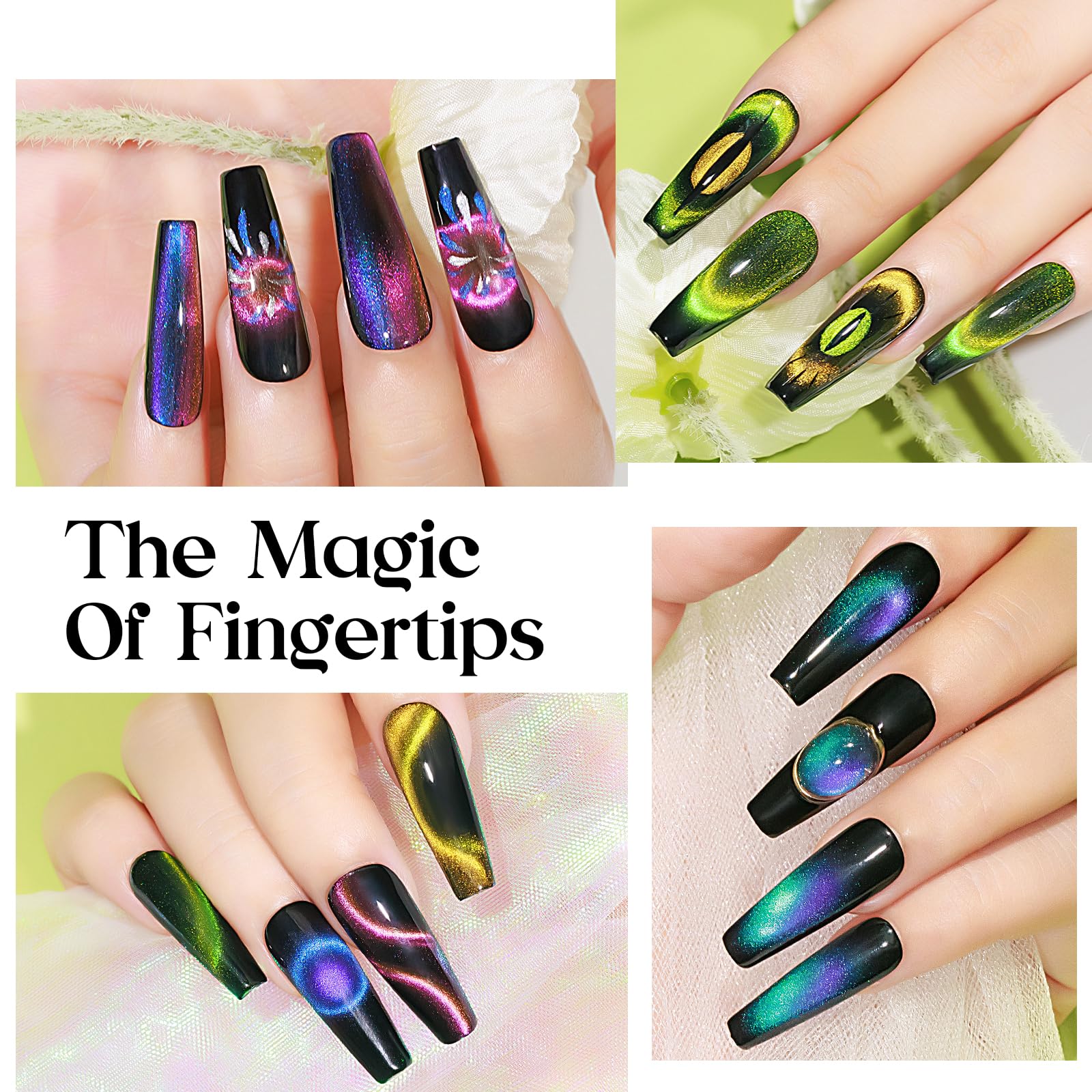 Amazon.com : MIZHSE Cat Eye Gel Nail Polish, 8 Colors Magnetic Gel