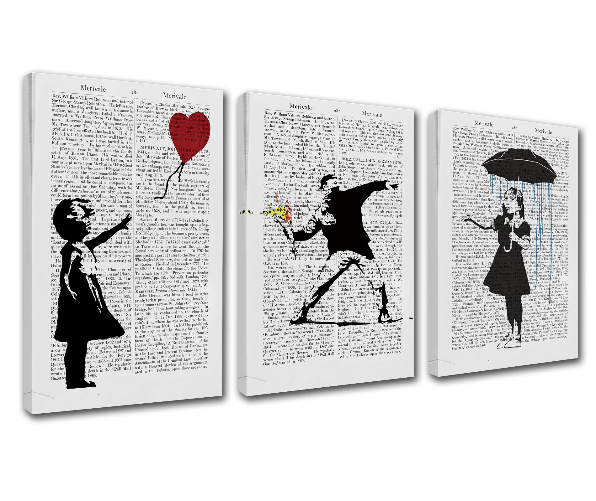 Black and White Banksy Canvas Wall Art for Living Room Decor Graffiti Street Art Kitchen Wall Decor Artwork Home Decor Room Wall Pictures Picture Print Pop Art Framed Ready to Hang 48'W x 24''H — image 1