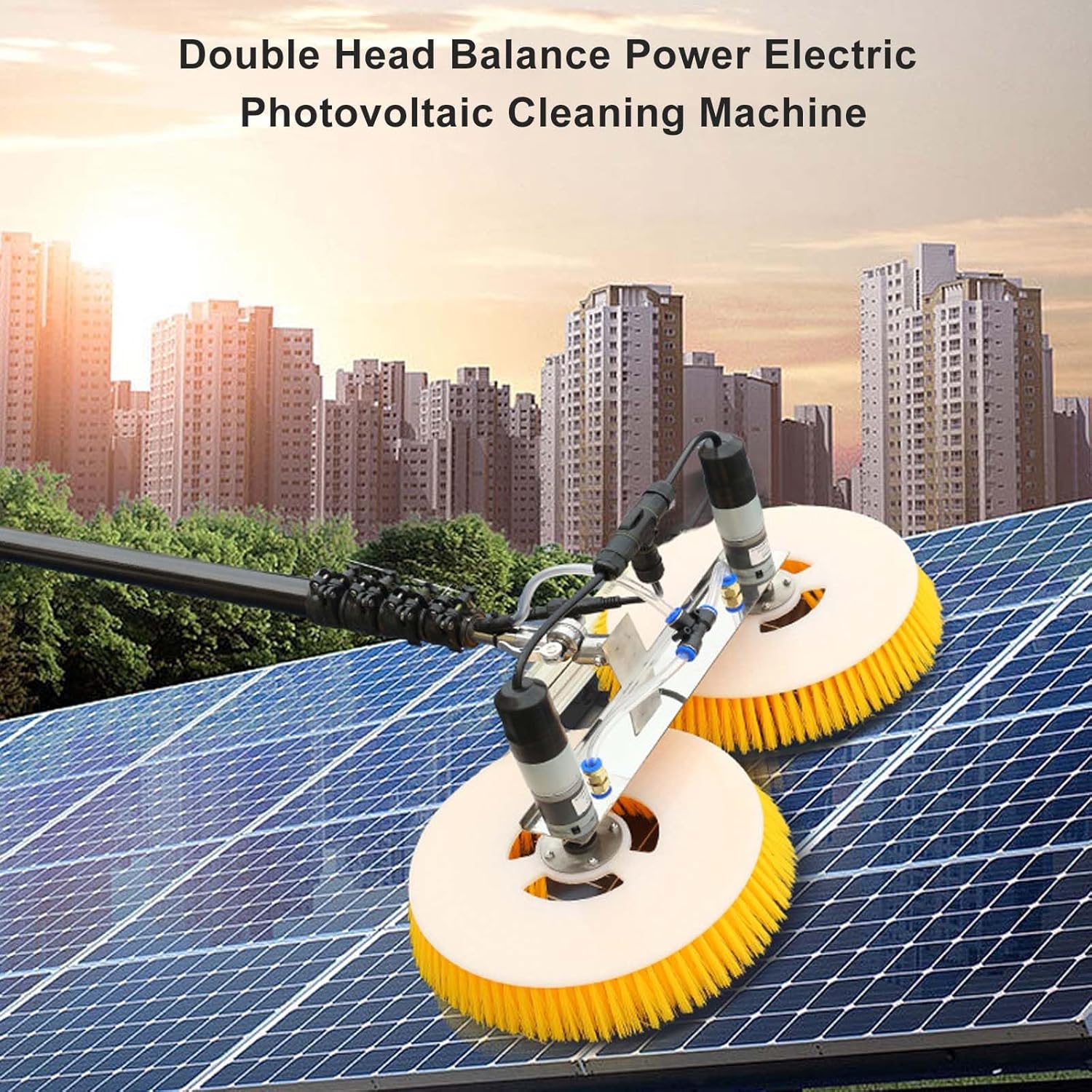 Solar Panel Cleaning Rotating Brush, Electric Power Generation Panel Components Cleaning Tool, 8M Telescopic Water Fed Pole, Window Glass Roof Outdoor Glass Brush