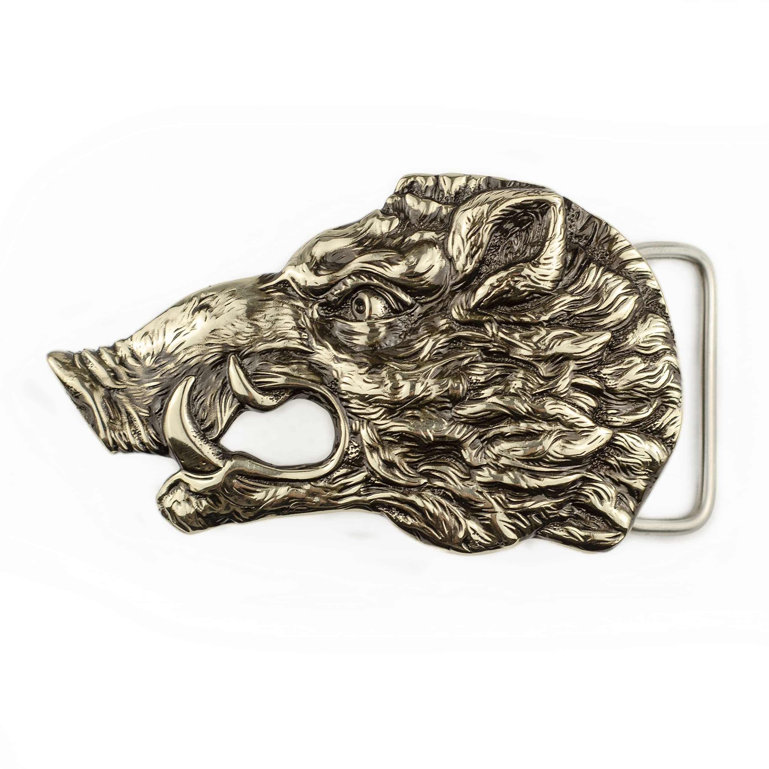 Belt buckle german silver Wild boar head, Handmade hunter trophy wild boar hunting solid buckle, Animal boar buckle for hunters