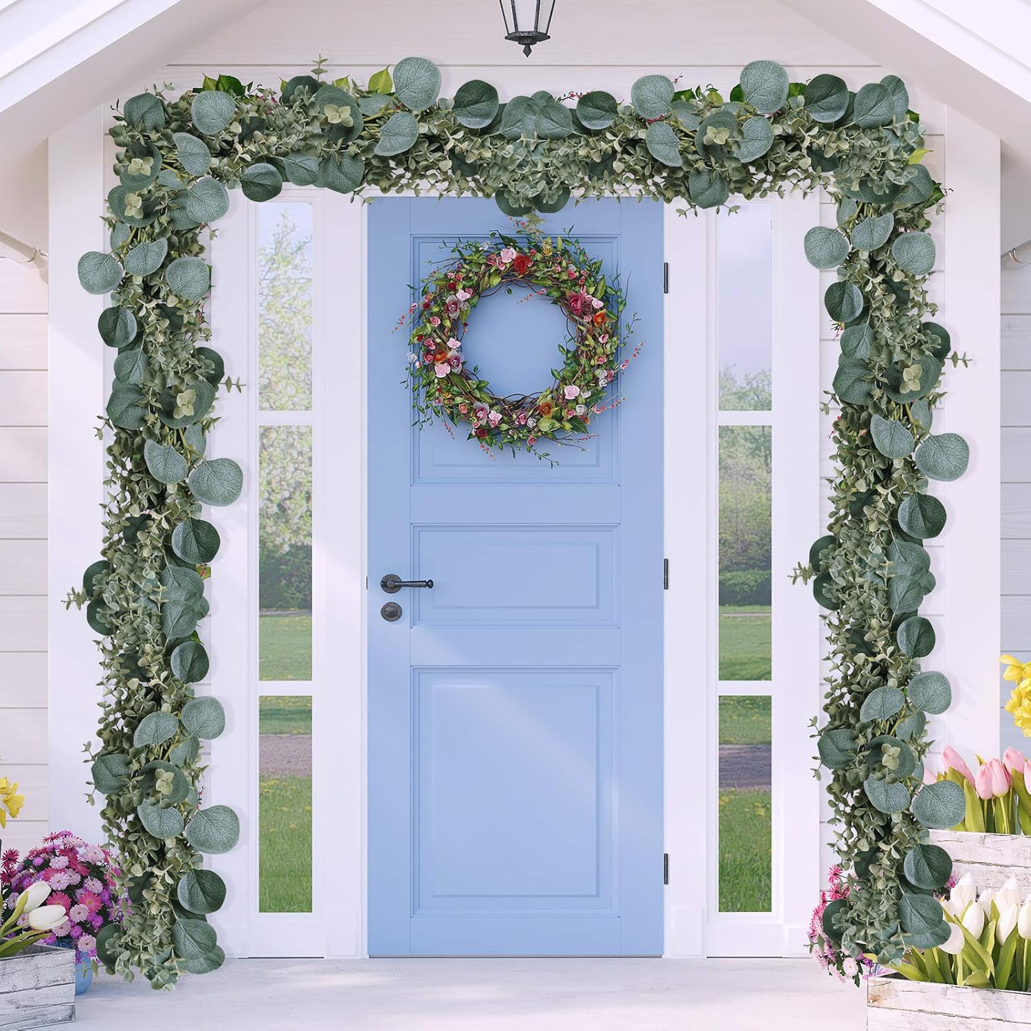 8.3' Long Faux Eucalyptus Greenery Garland - Silver Dollar Eucalyptus for Wedding Arch, Swag, Backdrop, Doorways, Mantel, Table Runner - Indoor/Outdoor
