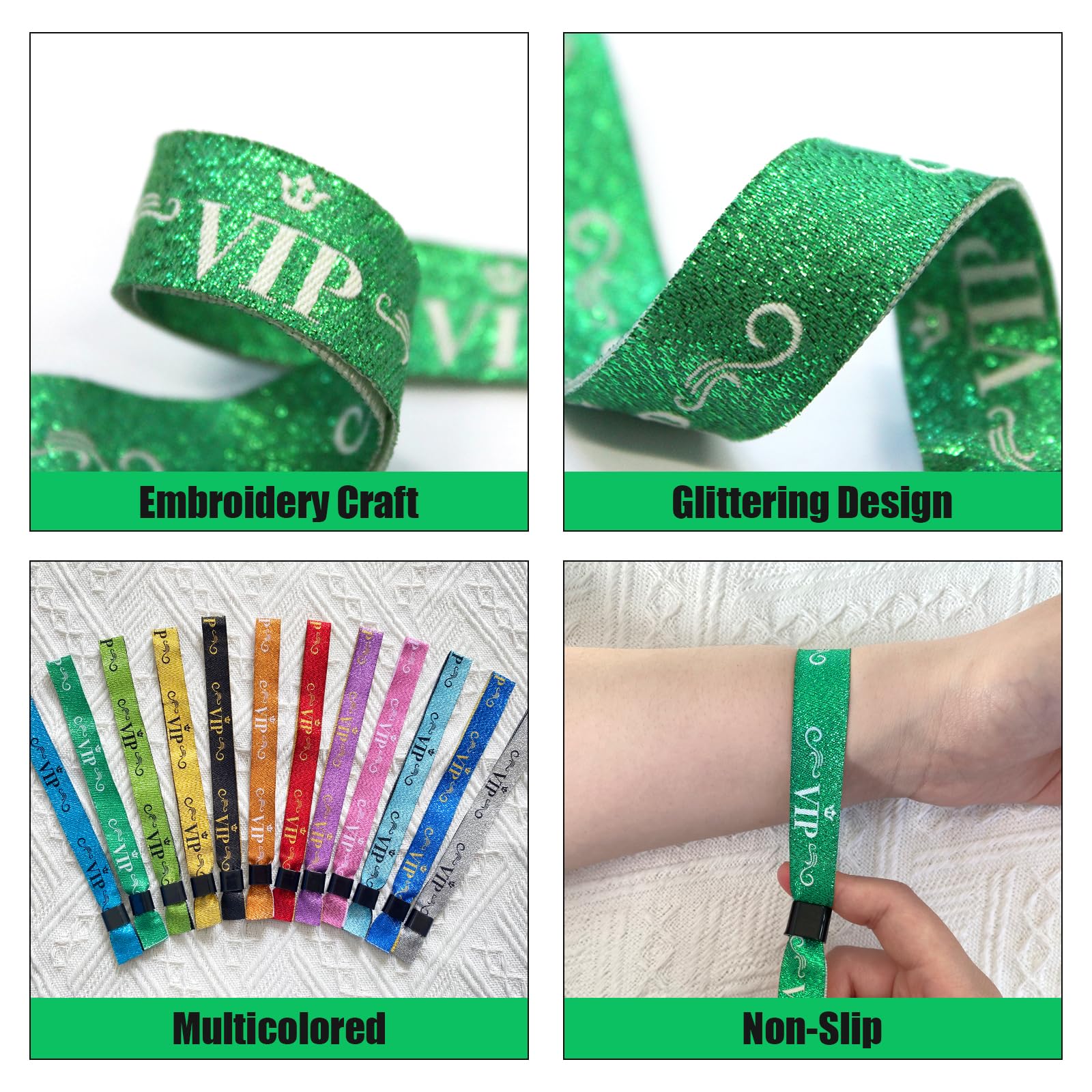 100 VIP Armbänder Mehrfarbig - Für Konzerte & Events 34,8cm