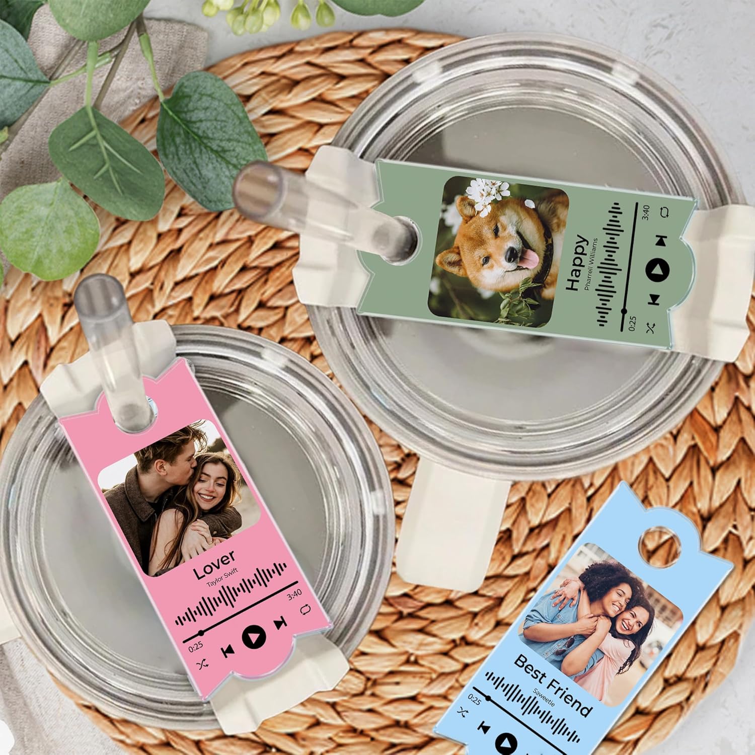 Favorite Song Personalized Stanl-y Tumbler Name Plates, Stanl-y Cup Name Plate for Lid, Custom Acrylic Stanl-y Name Tag for Quencher H2.0 14 20 30 40 Oz, Tumbler Lid Topper Accessories for Birthday (Favorite song - Printed) Thumbnail