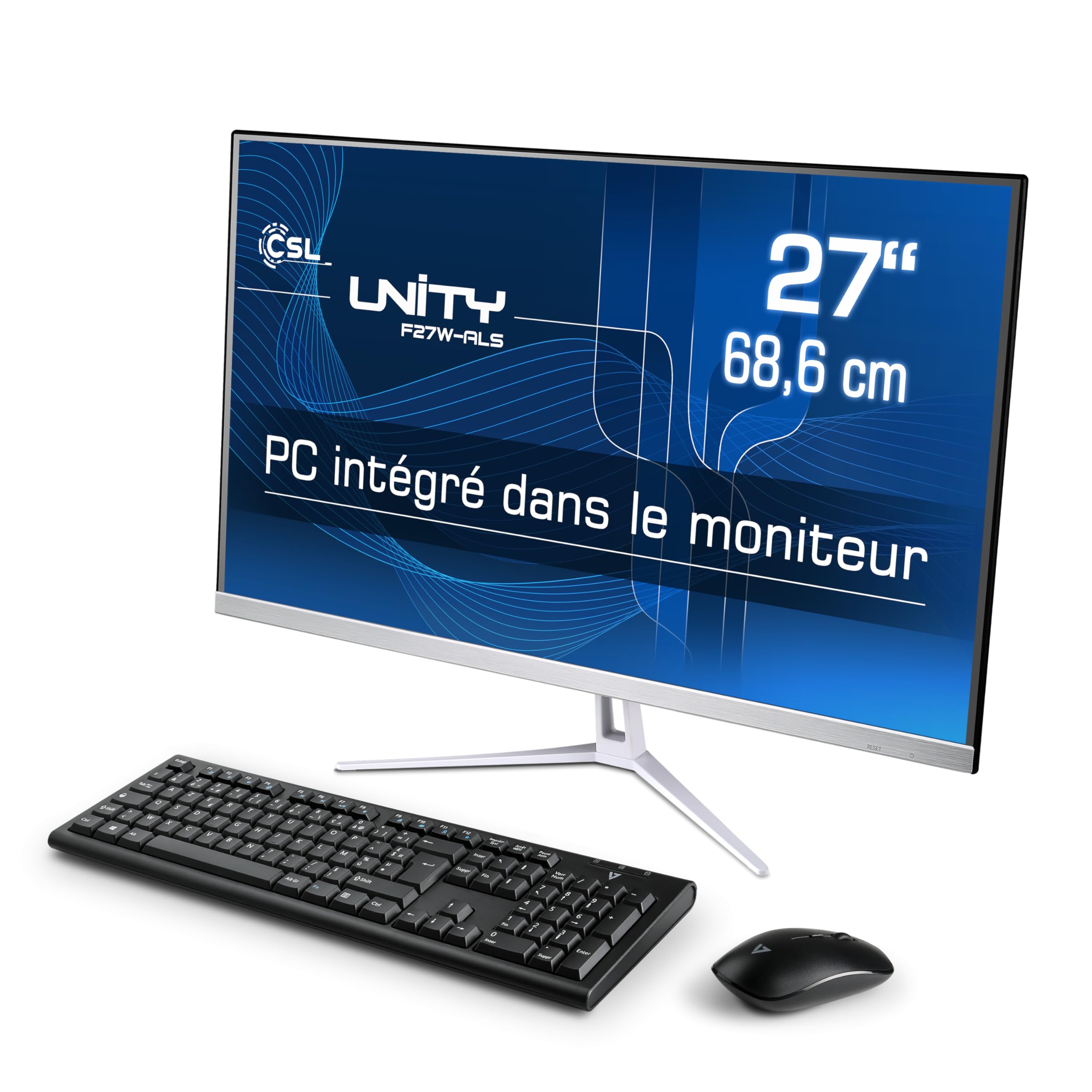 PC Tout-en-Un CSL Unity F27W-ALS, 68,58 cm (27 Pouces, 1920x1080 Full HD) - AIO Puissant (Intel N200 CPU 4x3700 MHz, 512 Go SSD, 16 Go DDR4-RAM, Win 11 Home), Blanc