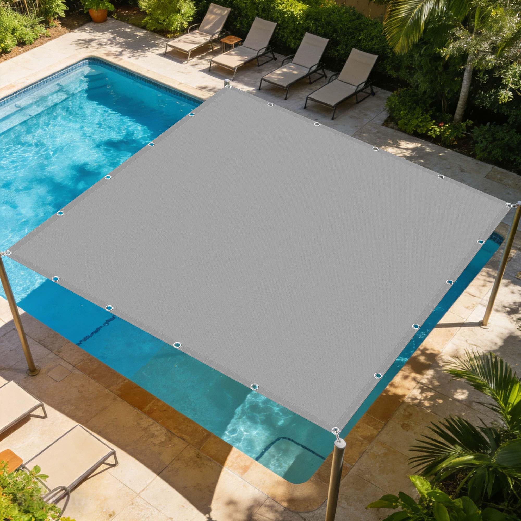 Voile d'ombrage carré gris clair pour jardin et terrasse ombragée en plein air