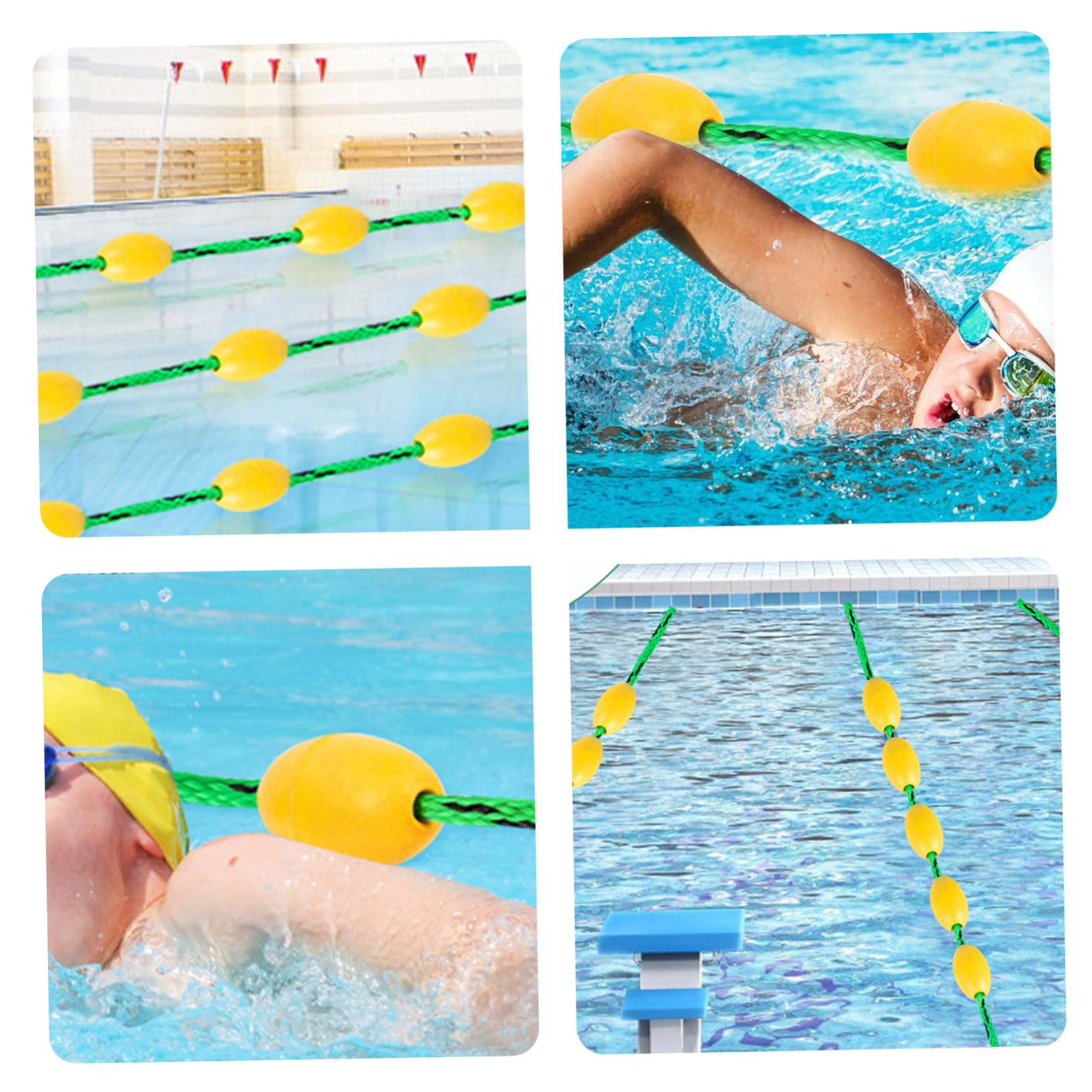 Corde de Piscine Flotte pour diviser la Piscine 16, 4 Pieds Corde de diviseur PE avec des flotteurs en PVC et des Clips en Acier Inoxydable Forte flottabilité