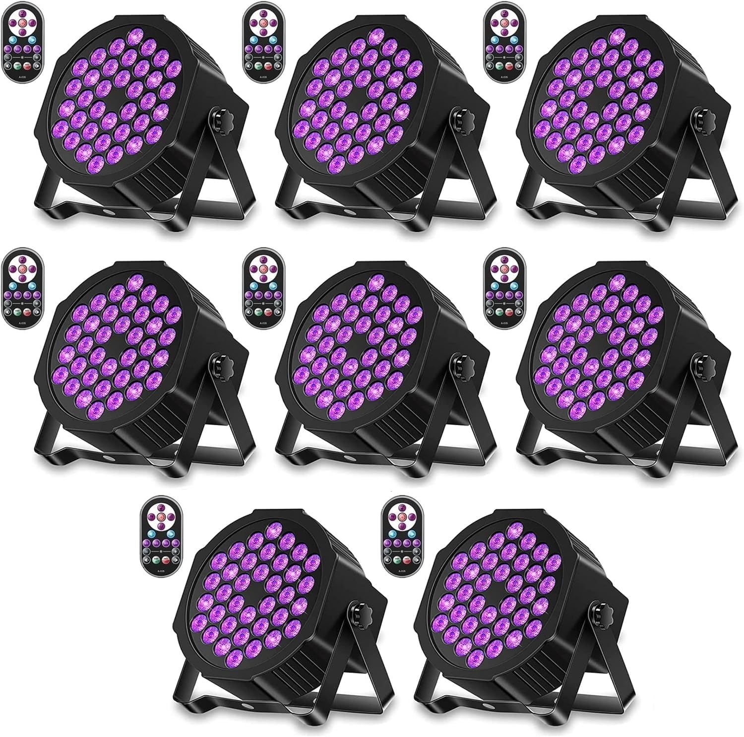 8pcs 72W Blacklight 36 LED UV Stage Light by IR Remote Control and DMX, Party Light for DJ, Disco, Fluorescent Parties, Body Painting, Glow Effects…