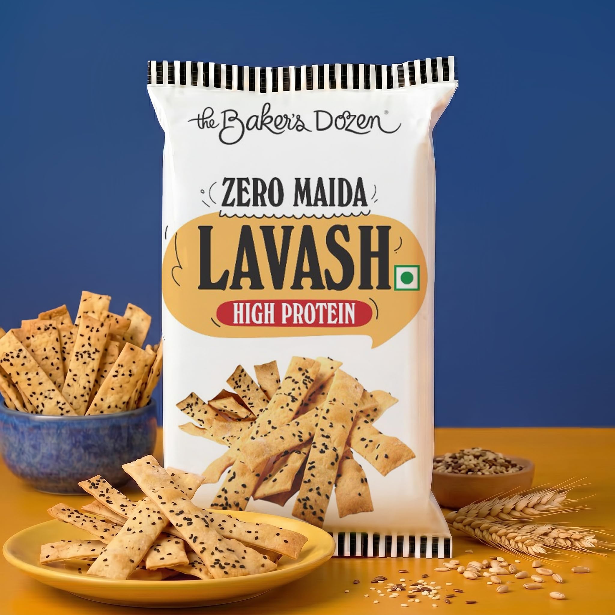 The Baker's Dozen Zero Maida Lavash | Zero Palm Oil | Zero Trans Fat | Zero Preservative | Baked Not Fried | Crunchy Flatbread topped with Black and White Sesame Seeds | Handcrafted with Love by Aditi Handa - Chef & Co-Founder | Pack of 1 X 100g-image-40
