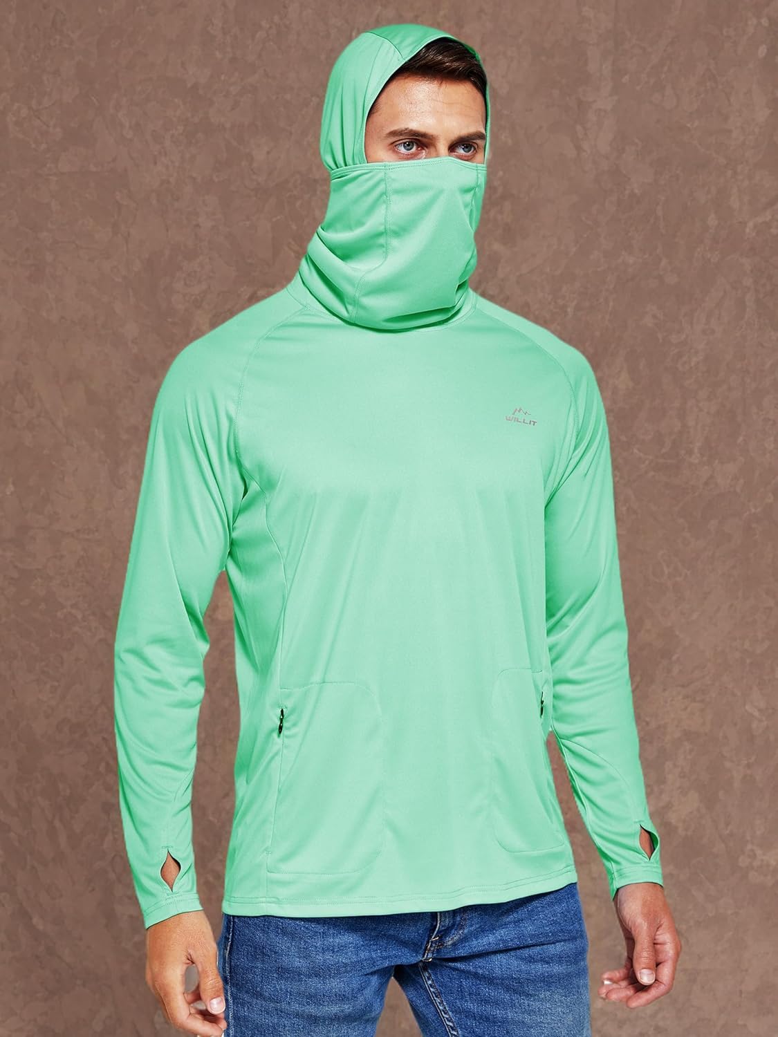 Willit Men's Sun Protection Hoodie UPF 50+ Fishing Hiking Shirt Long Sleeve SPF UV Shirt Rash Guard Lightweight