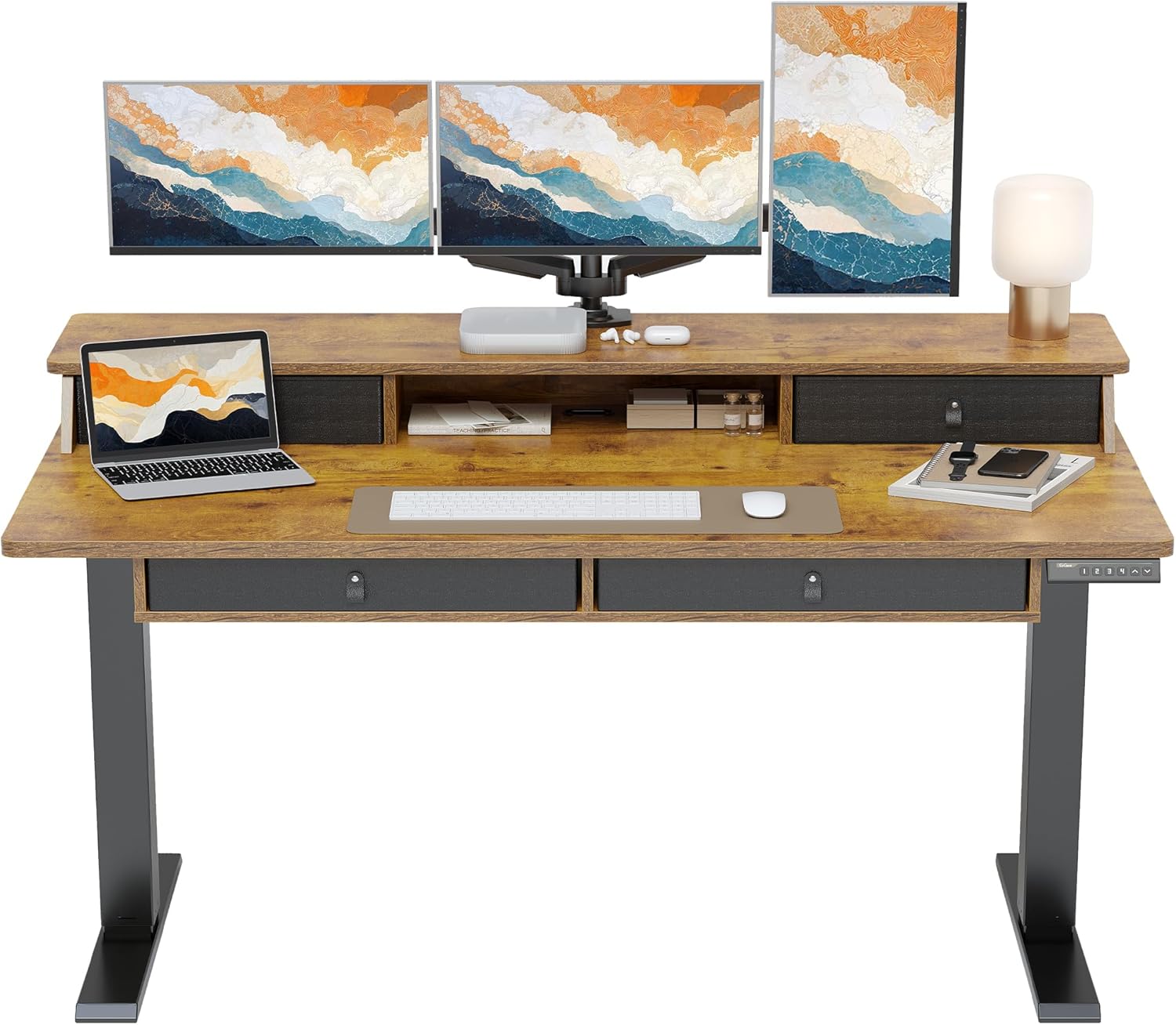 ErGear 55" x 30" Electric Standing Desk with 4 Drawers